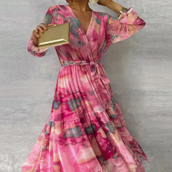 Floral Chiffon Maxi Dress – Women's Elegant Dress | Isabel