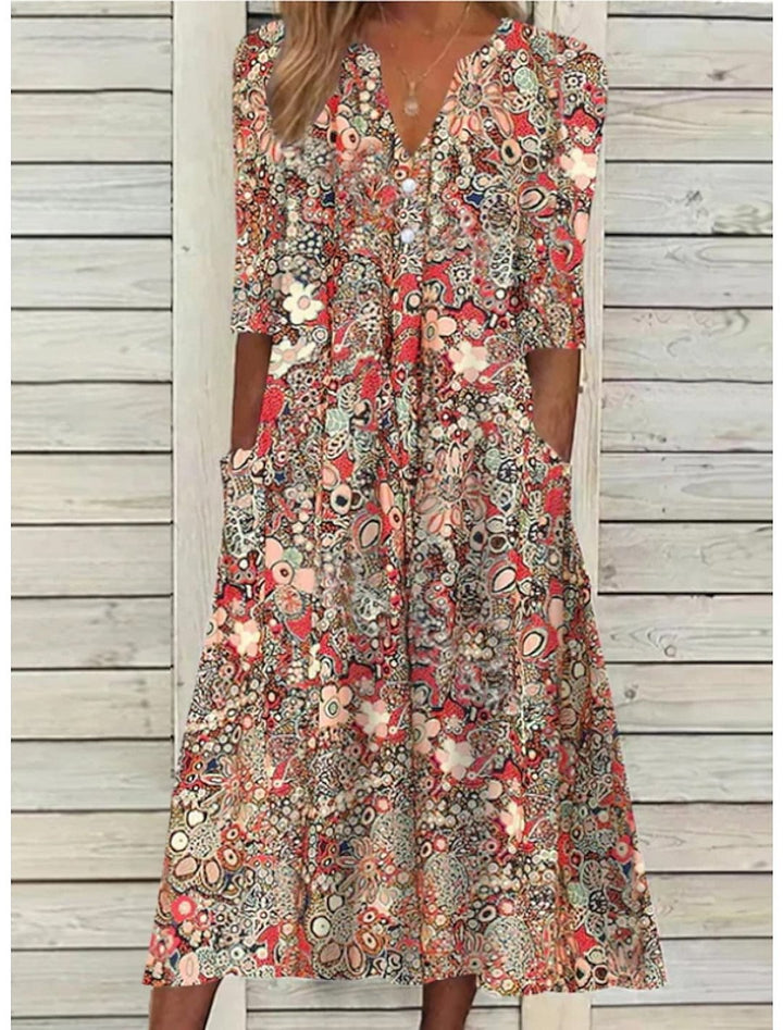 Floral Button-Down Maxi Dress – Women's Elegant Dress | Serafina