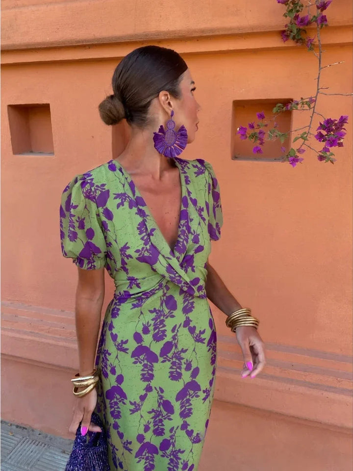 Floral Wrap Midi Dress – Women's Casual Summer Dress | Isabella