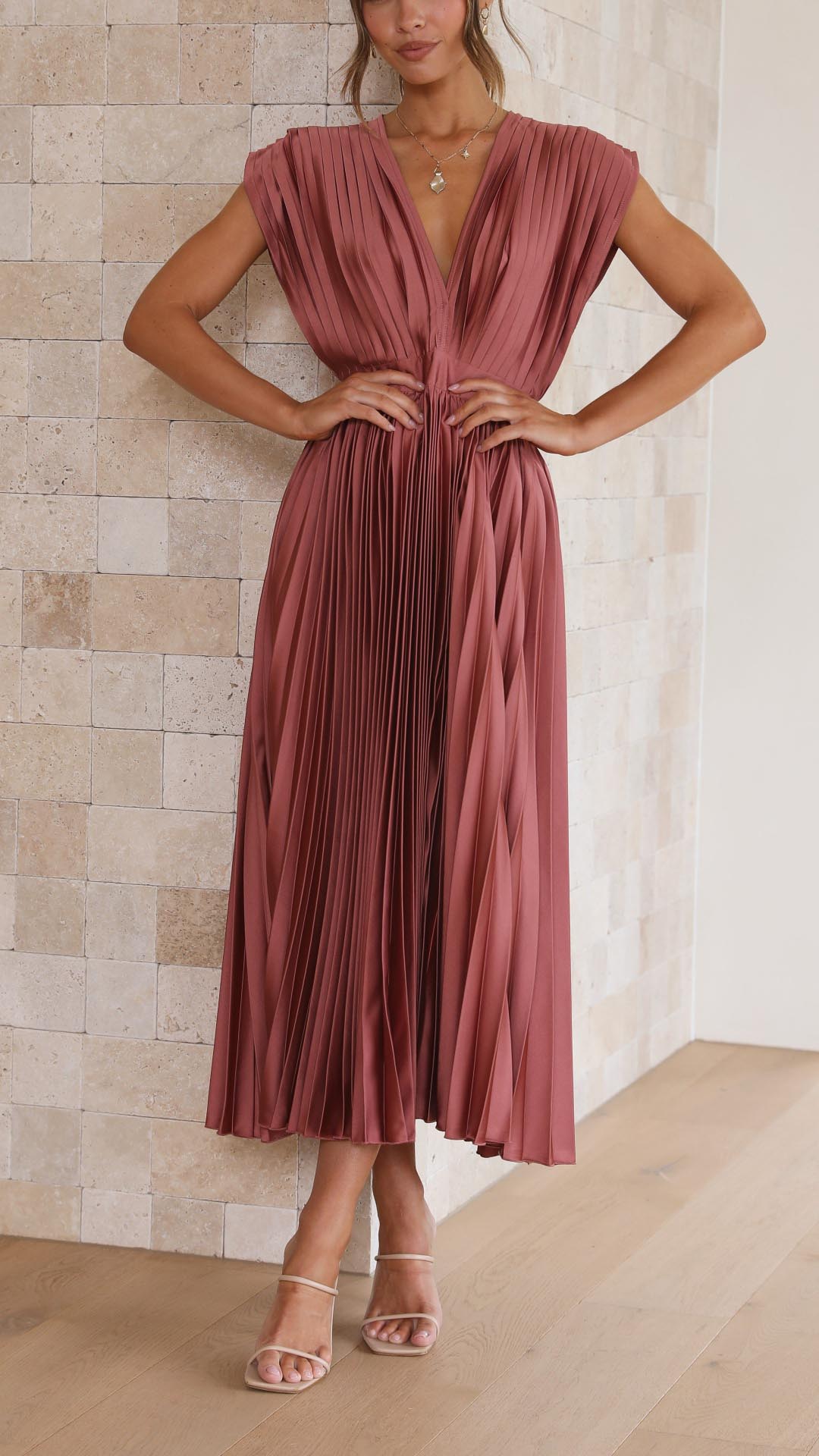 Tie Front Pleated Midi Dress – Women's Casual Summer Dress | Juliette