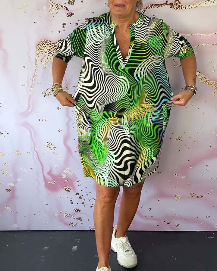 Printed V-Neck Midi Dress – Women's Elegant Dress | Liliana