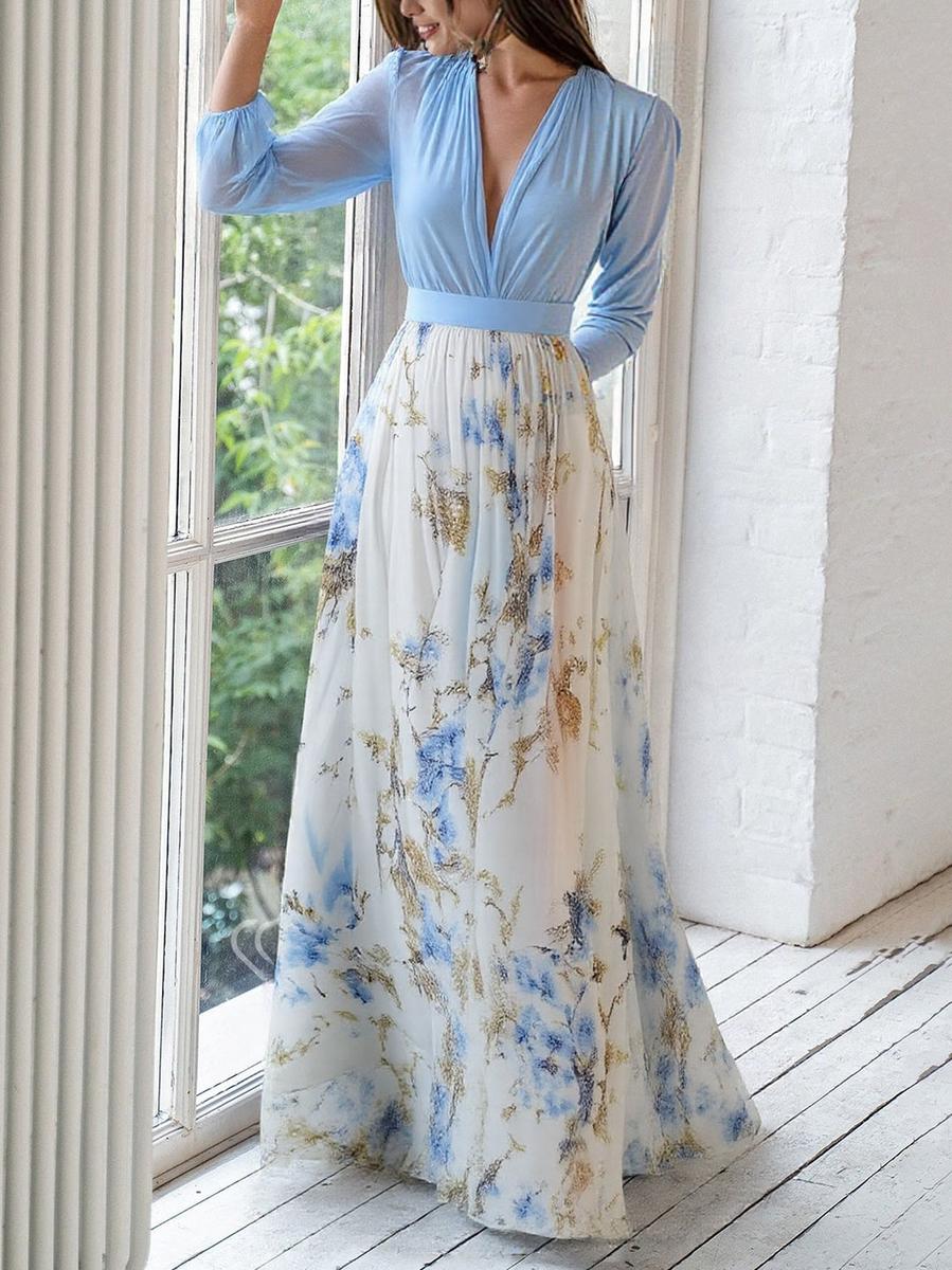 Floral Chiffon Ruffle Maxi Dress – Women's Evening Dress | Elara