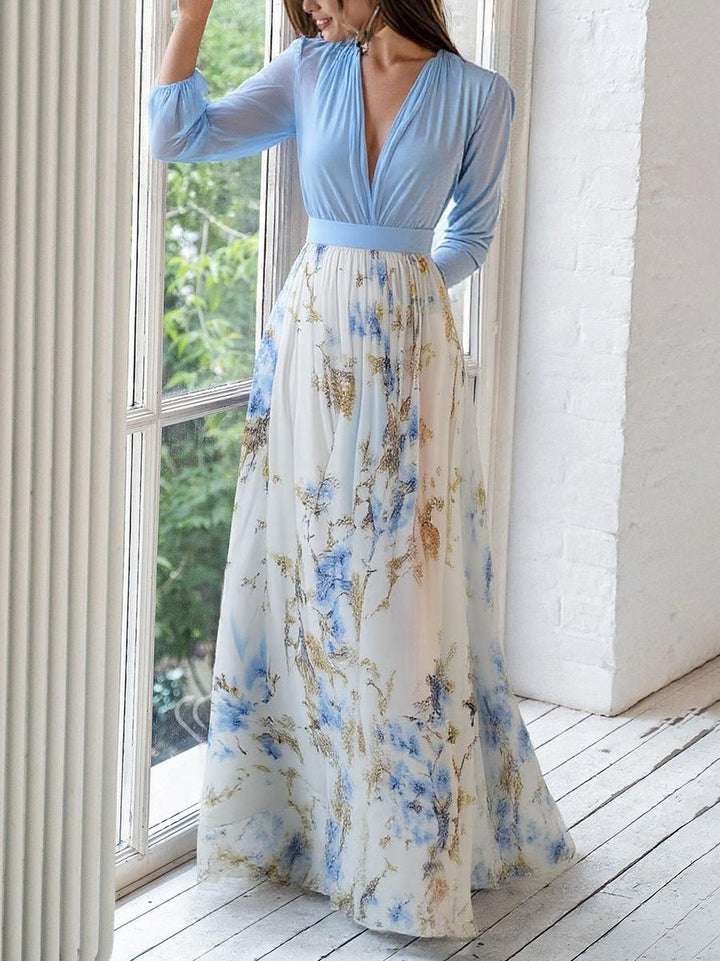 Floral Chiffon Ruffle Maxi Dress – Women's Evening Dress | Elara