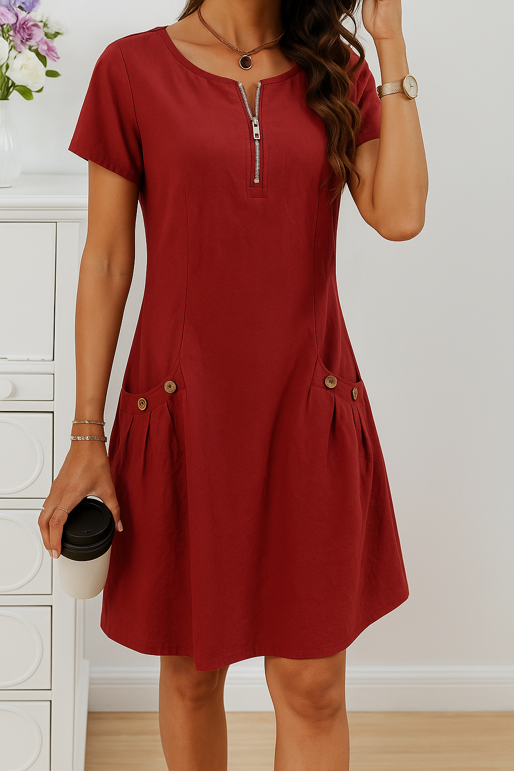 Pocket Midi Dress – Women's Casual Dress | Seraphina