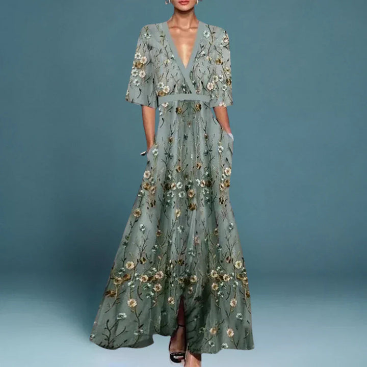 Floral V-Neck Maxi Dress – Women's Evening Dress | Lila