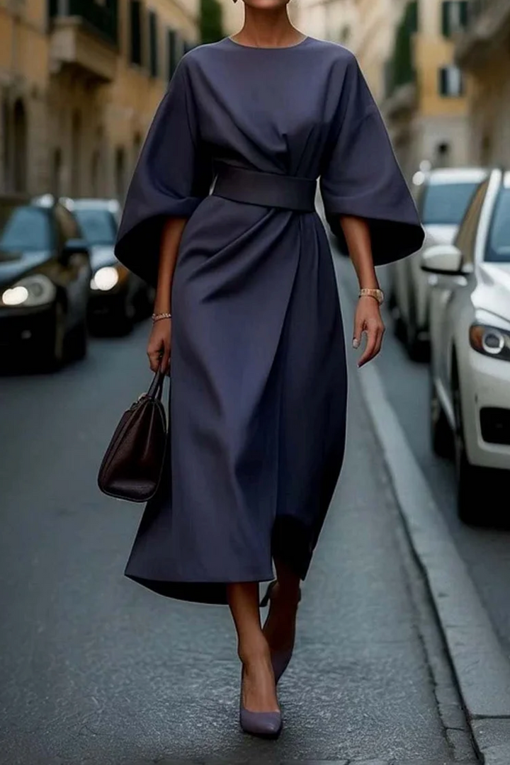 Lantern Sleeve Midi Dress – Women's Elegant Dress | Celia