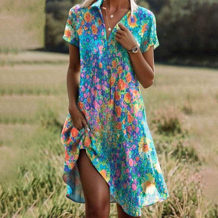 Floral Button-Down Side Slit Dress – Women's Casual Dress | Seraphina