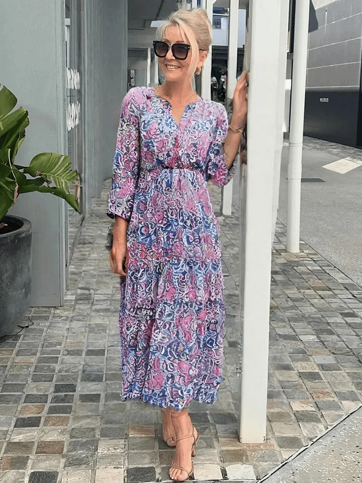 Paisley Chiffon Maxi Dress – Women's Elegant Dress | Sophia
