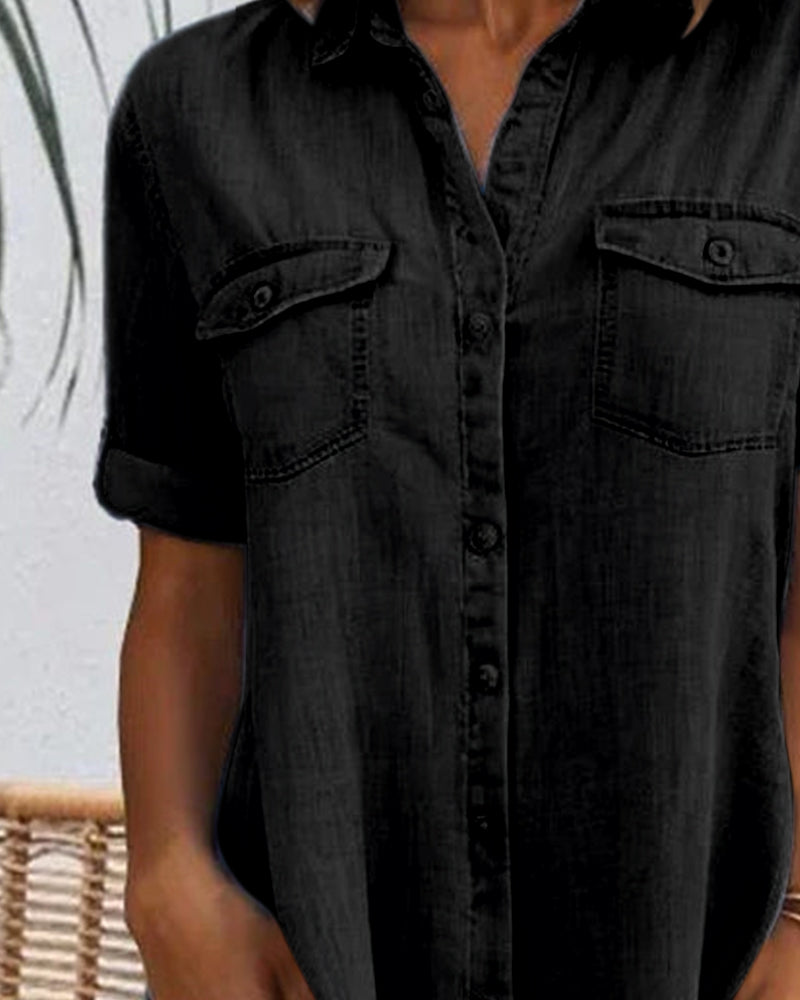 Denim Shirt Dress – Women's Casual Everyday Dress | Elara