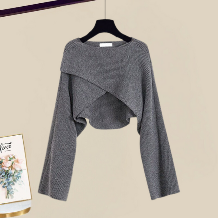 Knit Cardigan Midi Dress Set – Women's Casual Set | Marina