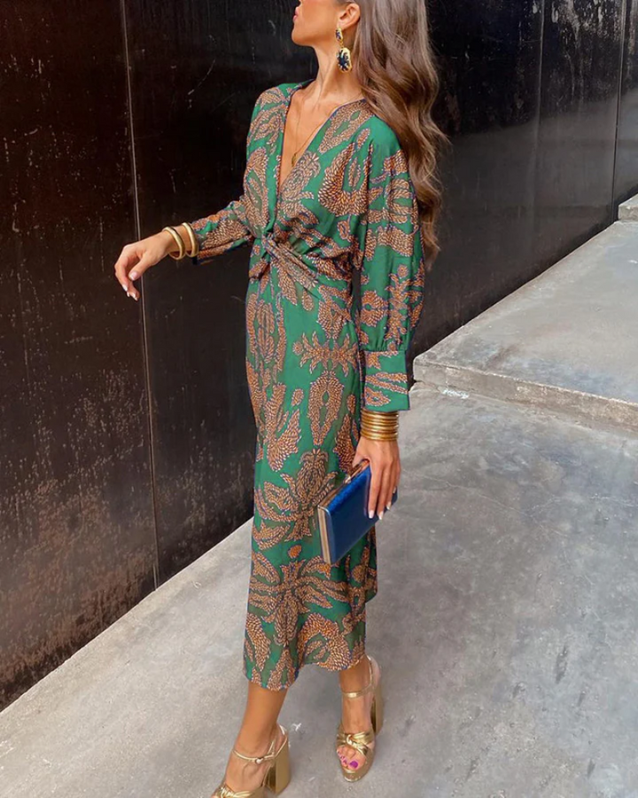 Printed Belted Maxi Dress – Women's Casual Dress | Seraphina
