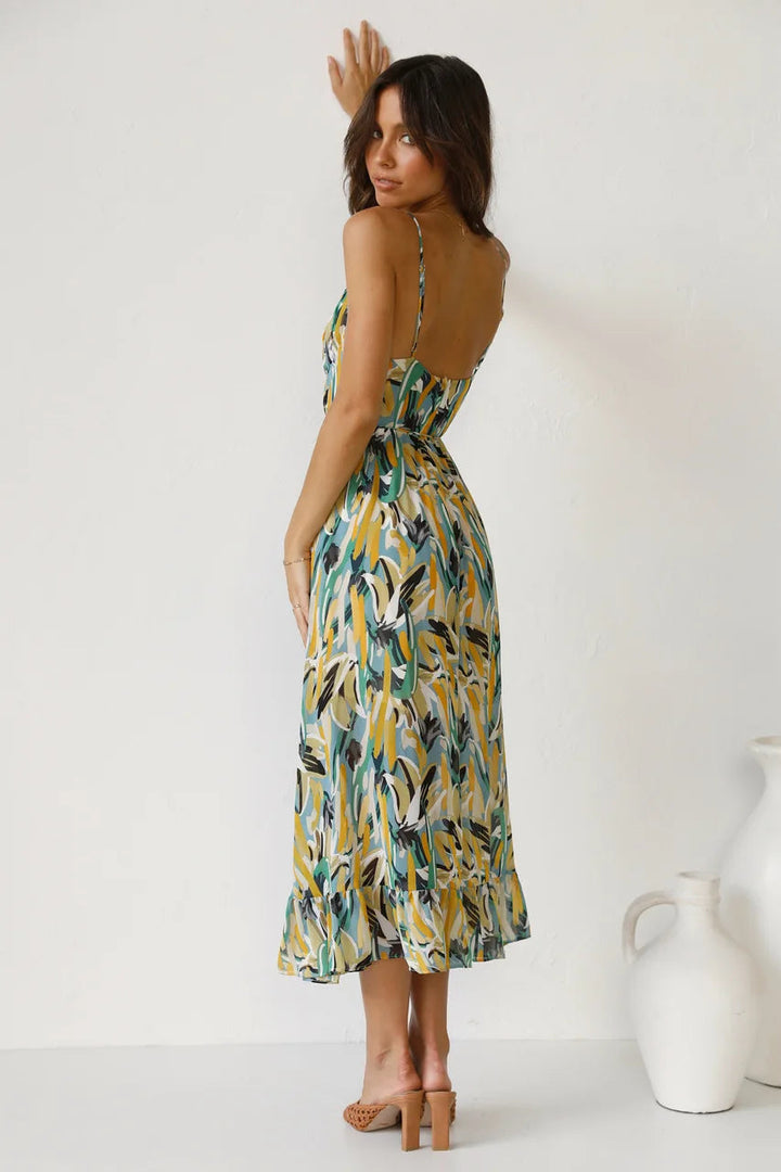 Floral Spaghetti Strap Midi Dress – Women's Summer Dress | Lucinda