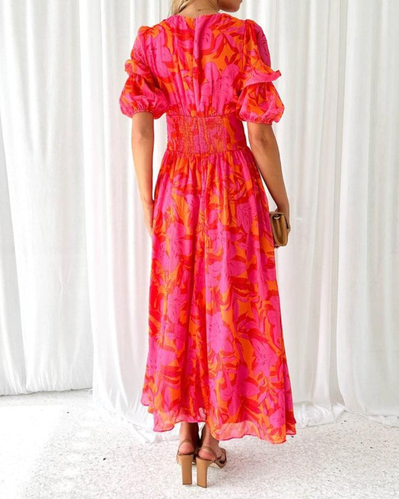 Floral Puff Sleeve Maxi Dress – Women's Summer Dress | Liliana