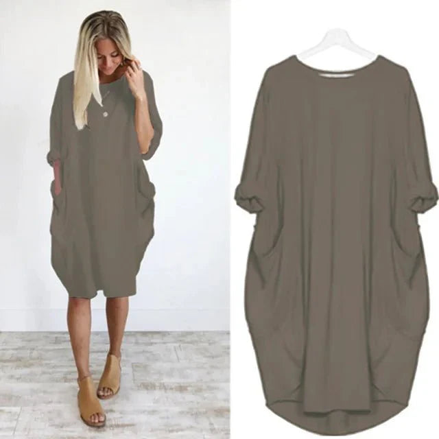 Pocket Midi Dress – Women's Casual Dress | Elara