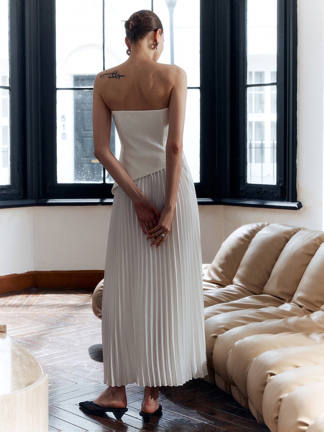 Strapless Pleated Maxi Dress – Women's Evening Dress | Serafina