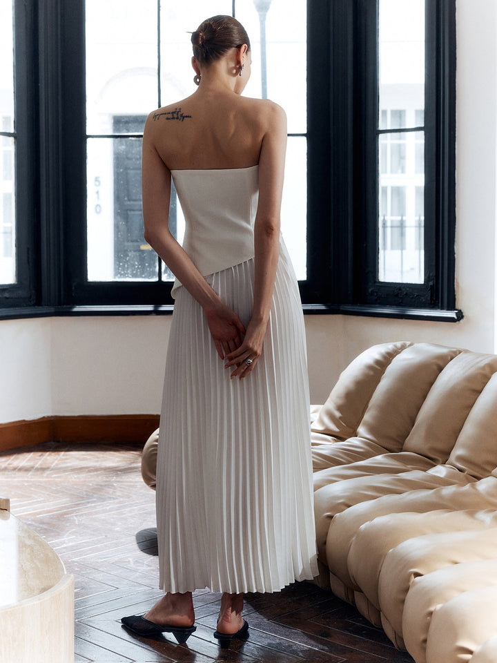 Strapless Pleated Maxi Dress – Women's Evening Dress | Serafina