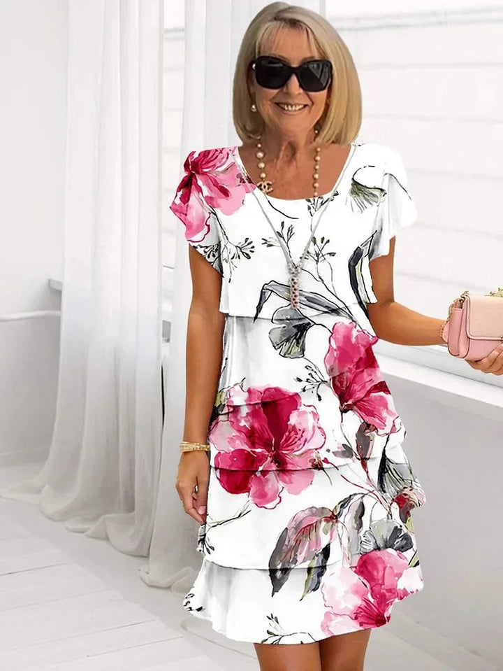 Floral Fit & Flare Ruffle Dress – Women's Casual Dress | Serafina