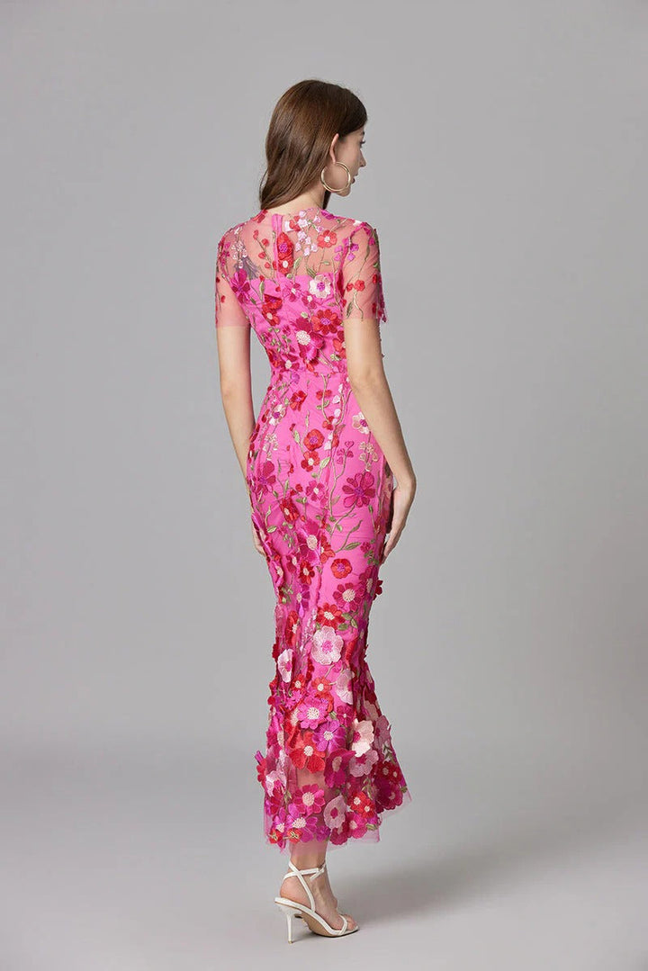 Floral Mesh Maxi Dress – Women's Evening Dress | Evelina