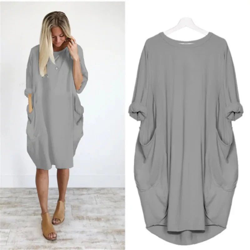Pocket Midi Dress – Women's Casual Dress | Elara