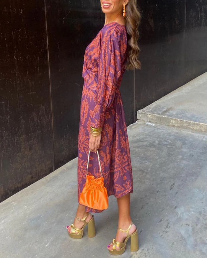Printed Belted Maxi Dress – Women's Casual Dress | Seraphina