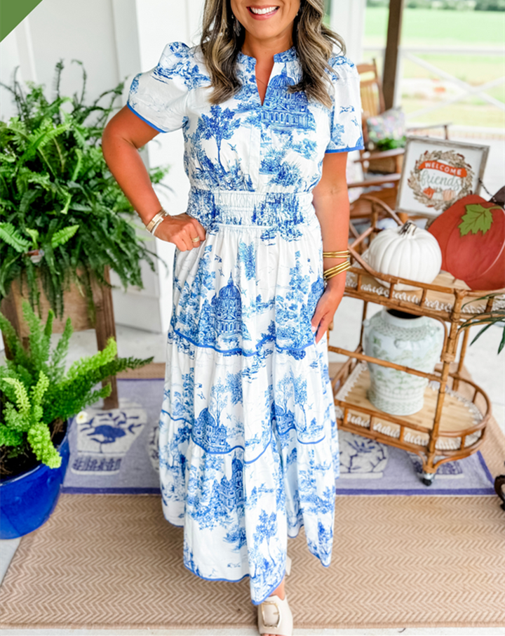 Printed Tiered Maxi Dress – Women's Casual Dress | Eliana