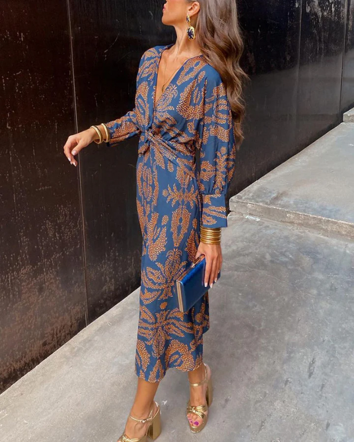 Printed Belted Maxi Dress – Women's Casual Dress | Seraphina