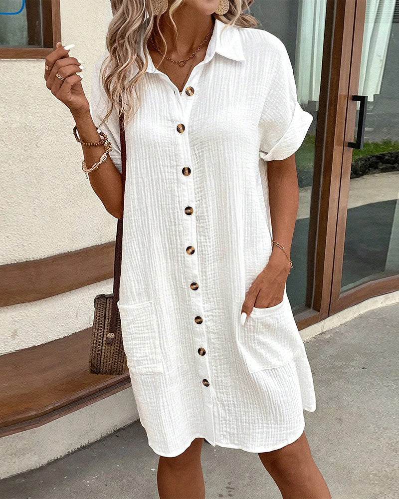 Linen Shirt Dress – Women's Casual Summer Dress | Emilia