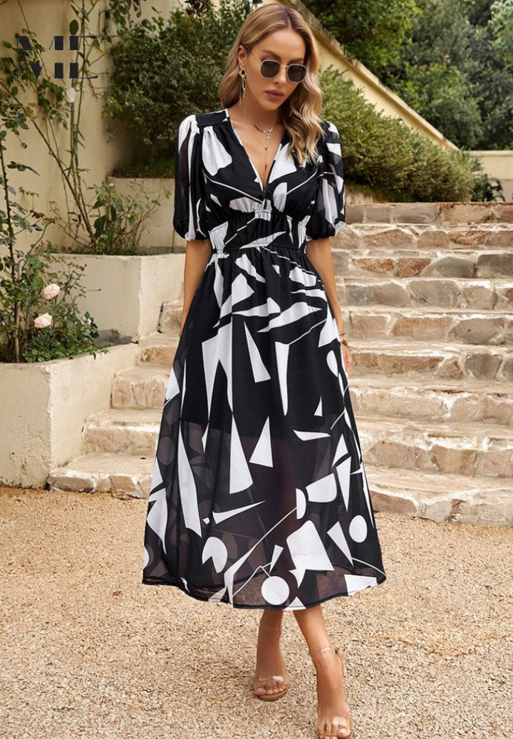 Floral Chiffon Midi Dress – Women's Wedding Guest Dress | Celeste