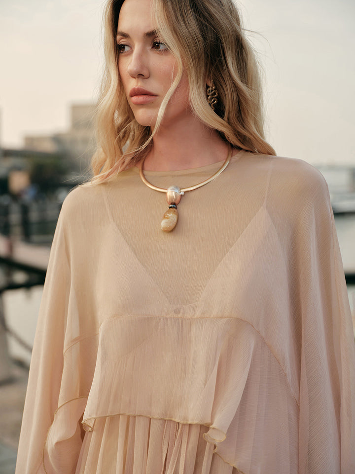 Chiffon Cape Sleeve Maxi Dress – Women's Evening Dress | Elysia