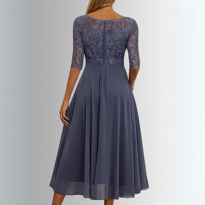 Lace Chiffon Maxi Dress – Women's Evening Dress | Celeste