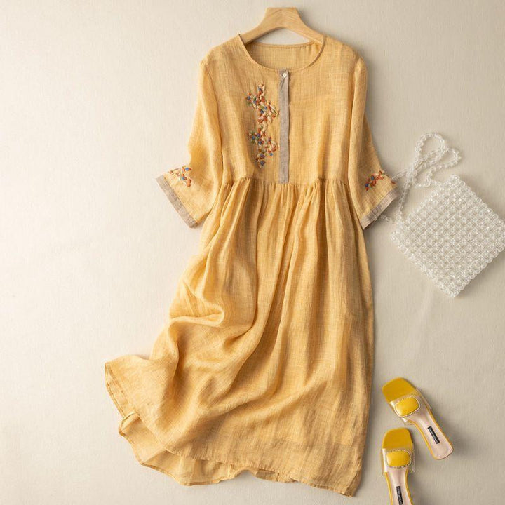 Linen Smocked Midi Dress – Women's Casual Dress | Isabelle