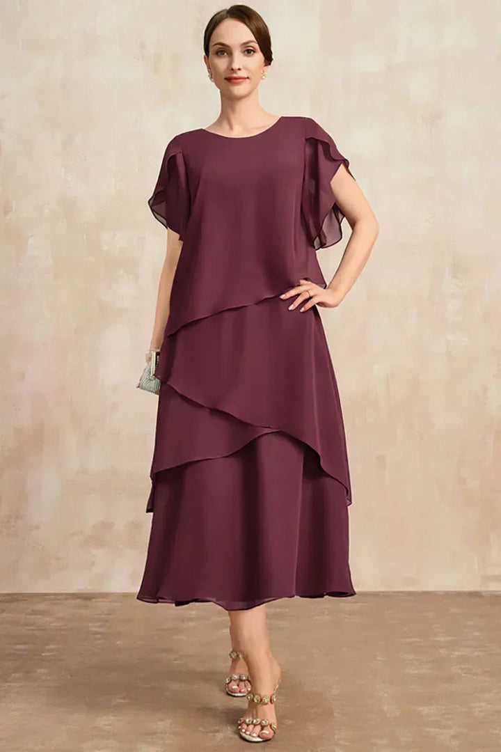 Flutter Sleeve Tiered Ruffle Midi Dress – Women's Casual Dress | Clara