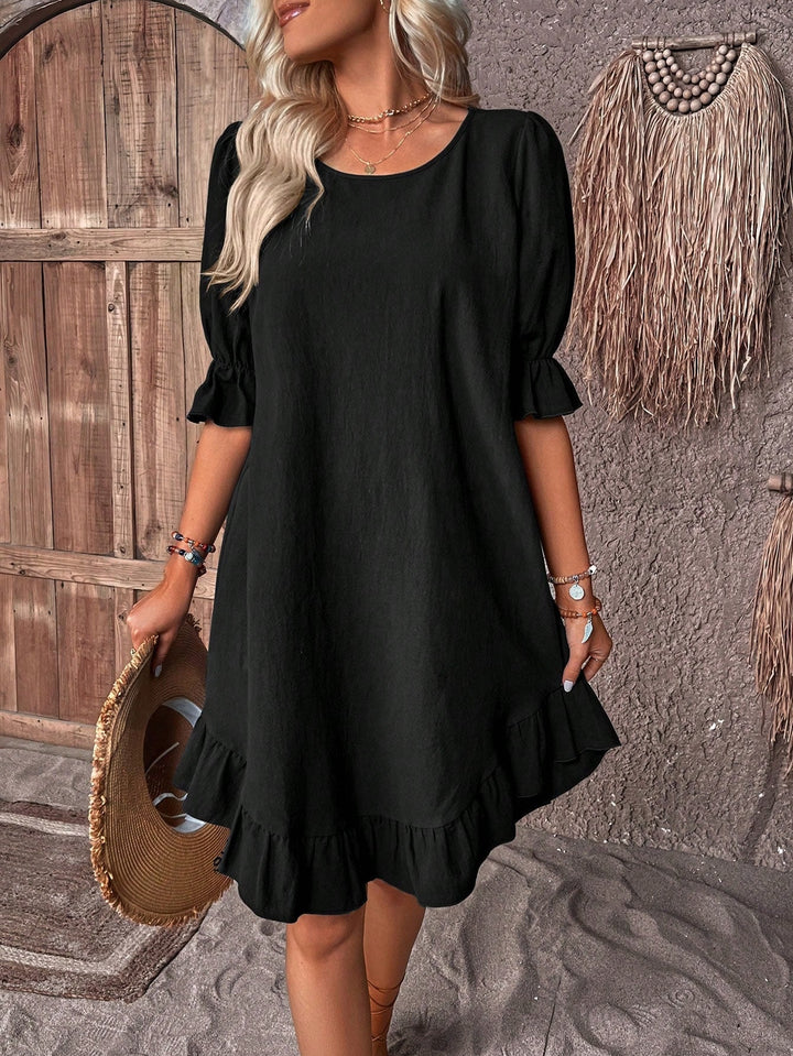 Puff Sleeve Midi Dress – Women's Casual Dress | Seraphina