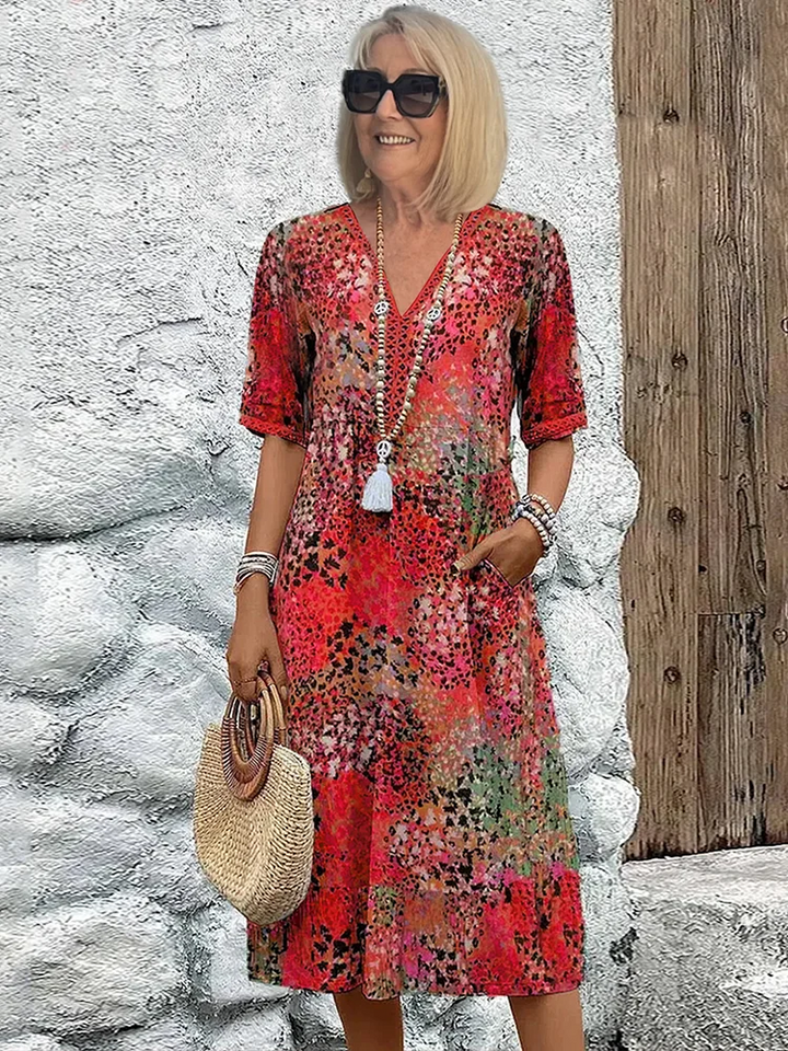 Floral Paisley Midi Dress – Women's Casual Dress | Vivienne