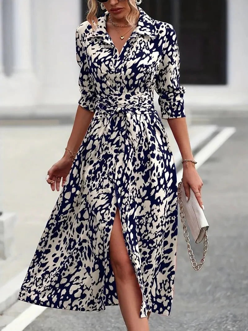 Abstract Print Midi Dress – Women's Casual Dress | Seraphina