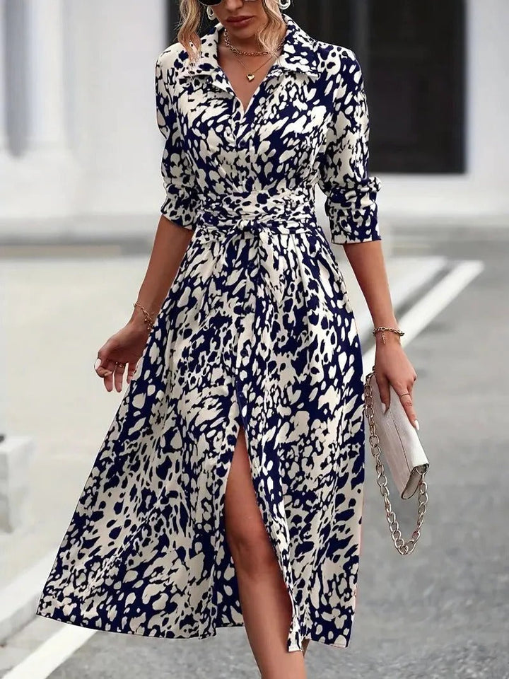 Abstract Print Midi Dress – Women's Casual Dress | Seraphina