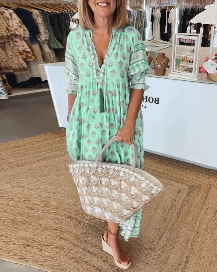 Boho Tassel Midi Dress – Women's Casual Dress | Sienna