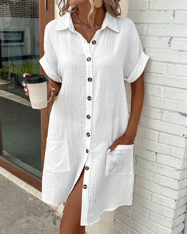 Linen Shirt Dress – Women's Casual Summer Dress | Emilia