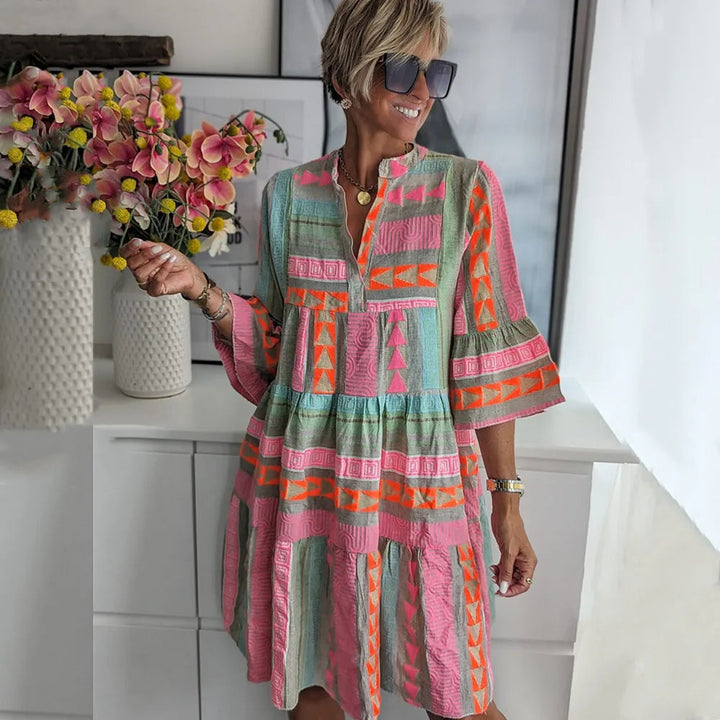 Striped Ruffle Hem Midi Dress – Women's Casual Dress | Arabella