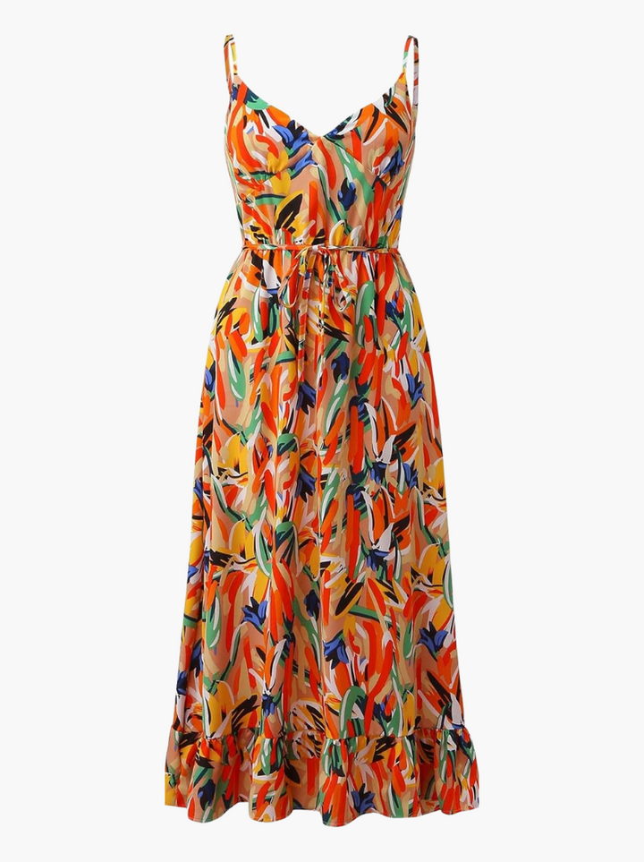 Floral Spaghetti Strap Midi Dress – Women's Summer Dress | Lucinda