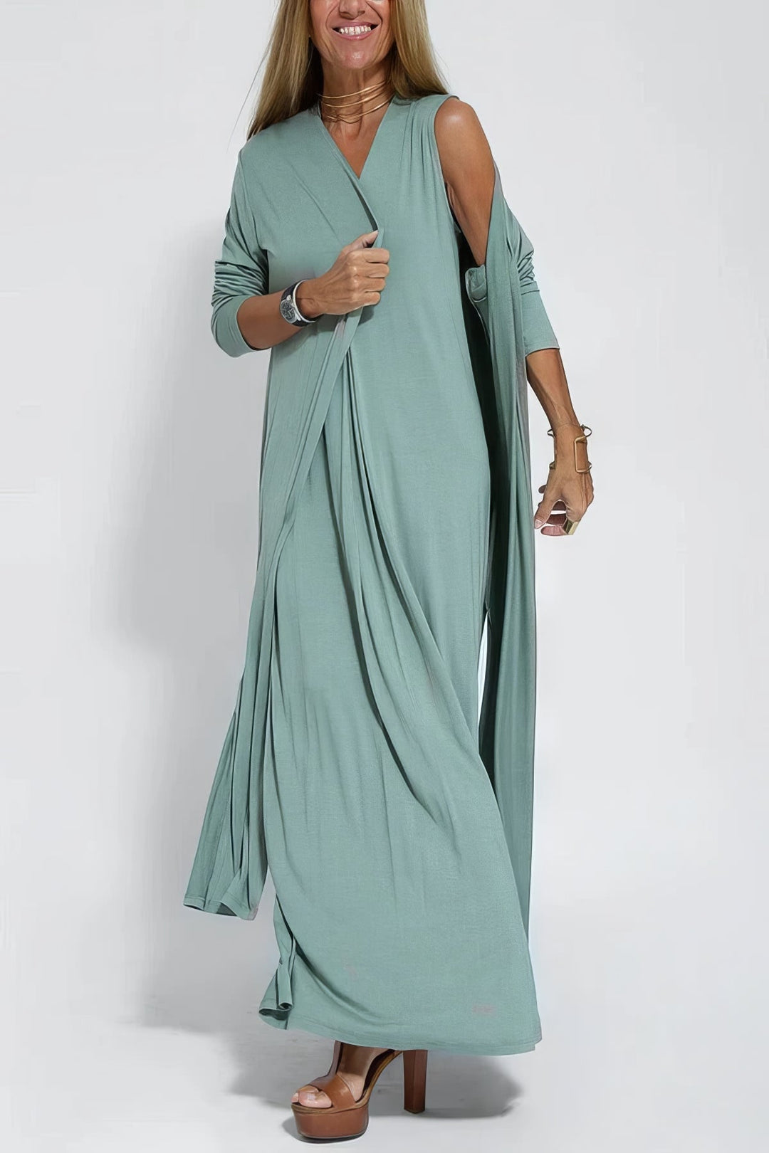 Draped Maxi Dress – Women's Casual Dress | Seraphina