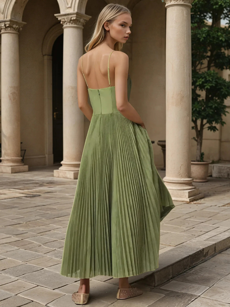 Pleated Maxi Dress – Women's Elegant Dress | Elena