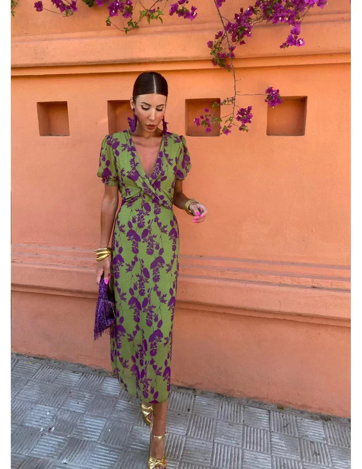 Floral Wrap Midi Dress – Women's Casual Summer Dress | Isabella