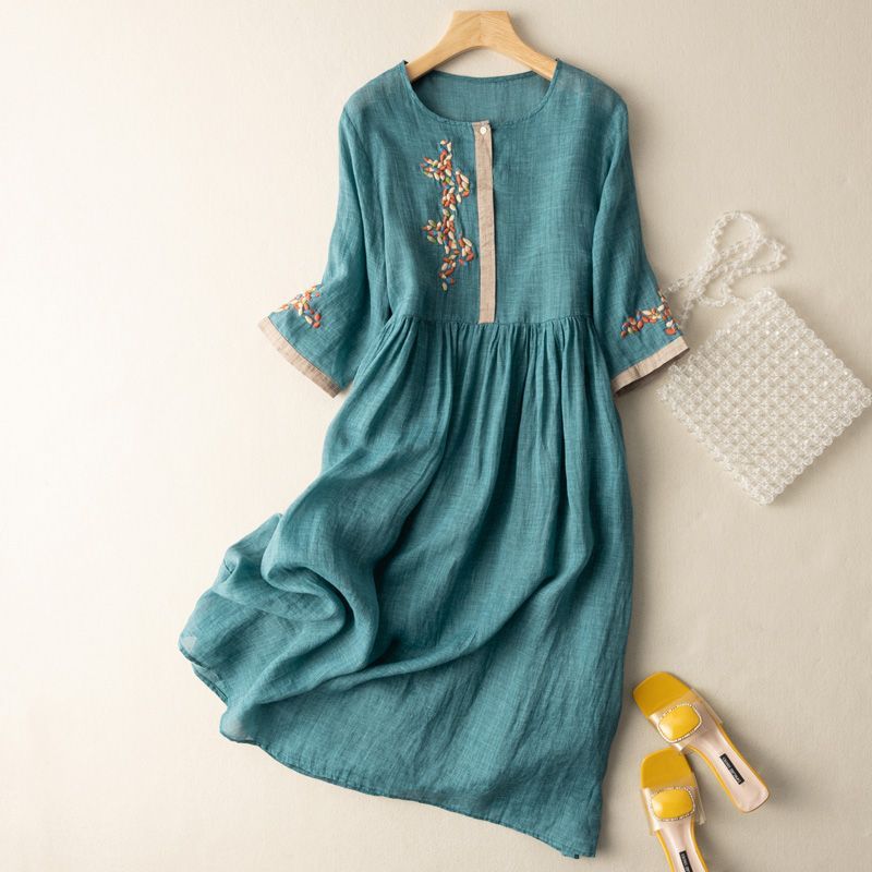 Linen Smocked Midi Dress – Women's Casual Dress | Isabelle