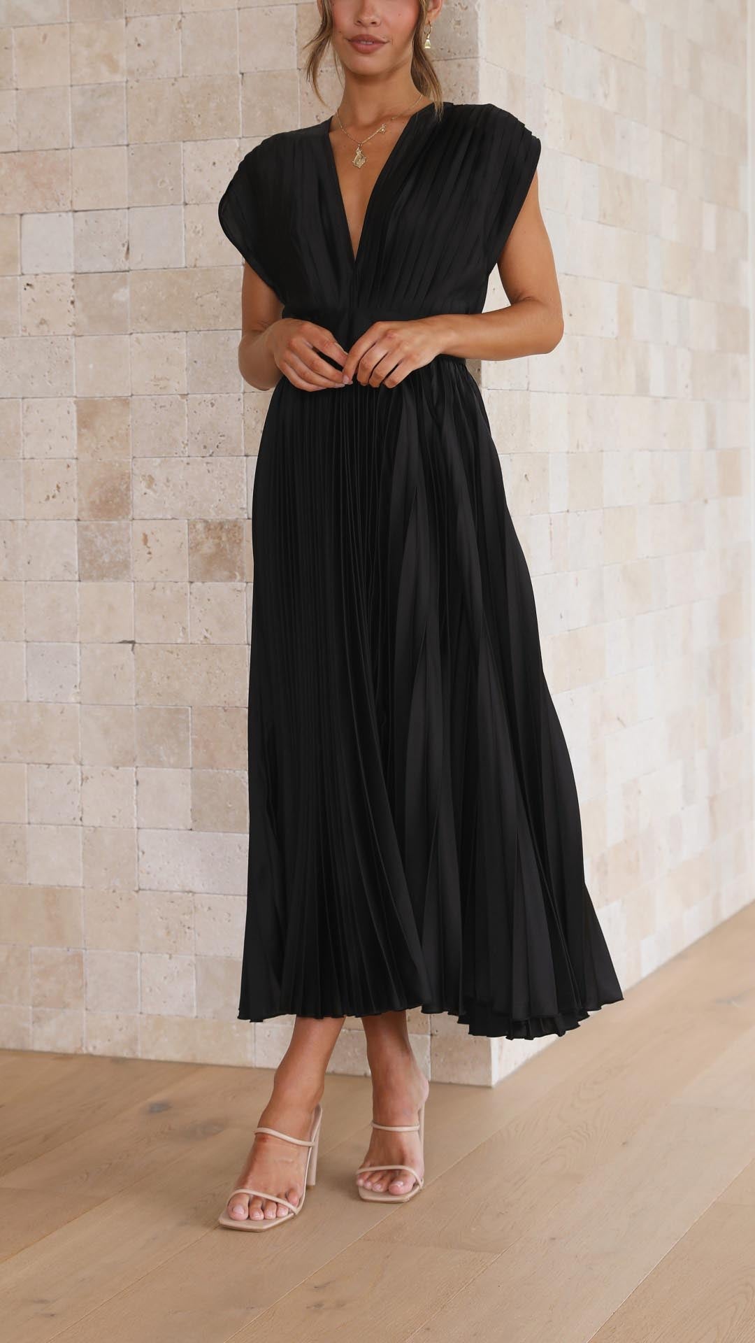 Tie Front Pleated Midi Dress – Women's Casual Summer Dress | Juliette