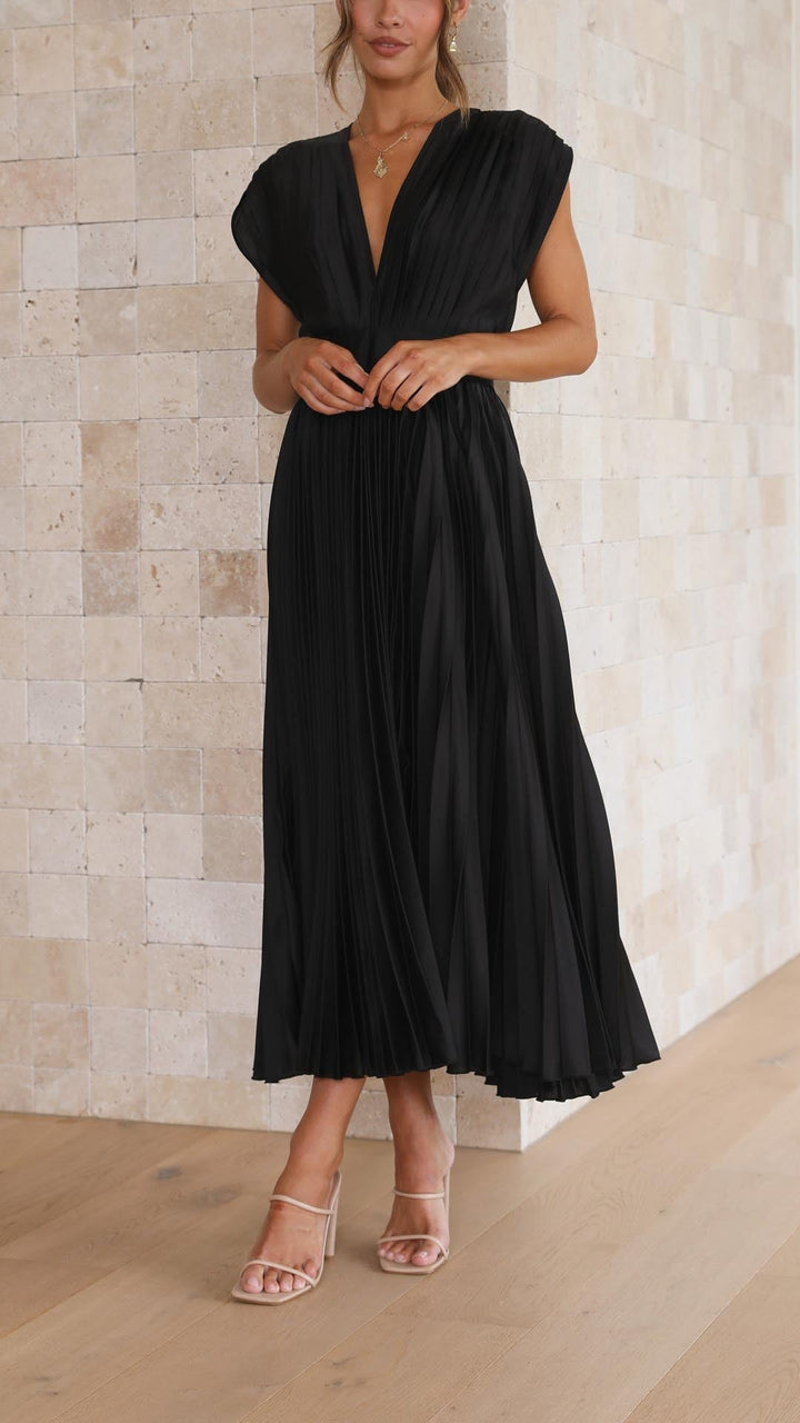 Tie Front Pleated Midi Dress – Women's Casual Summer Dress | Juliette