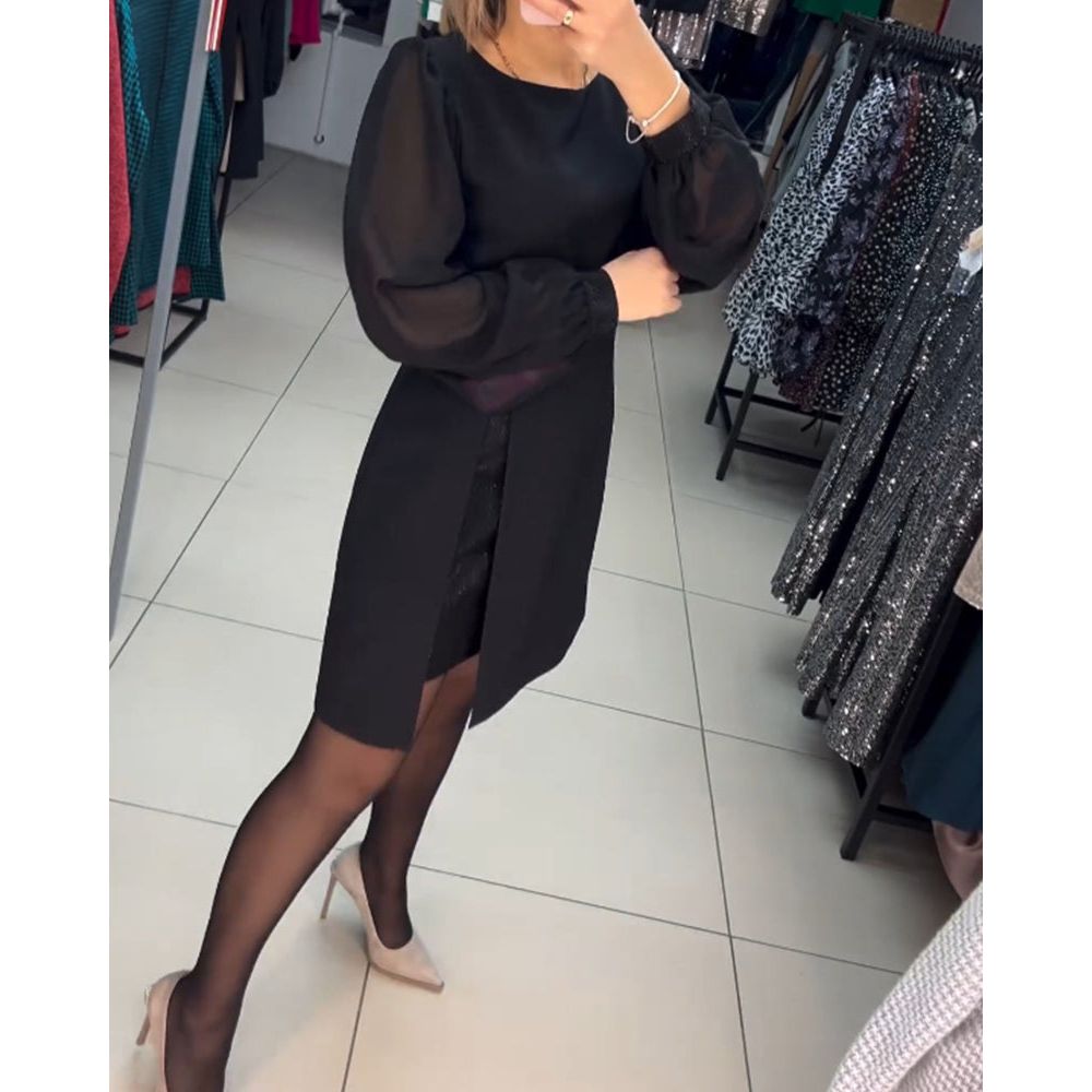 Puff Sleeve Midi Dress – Women's Elegant Dress | Ariana