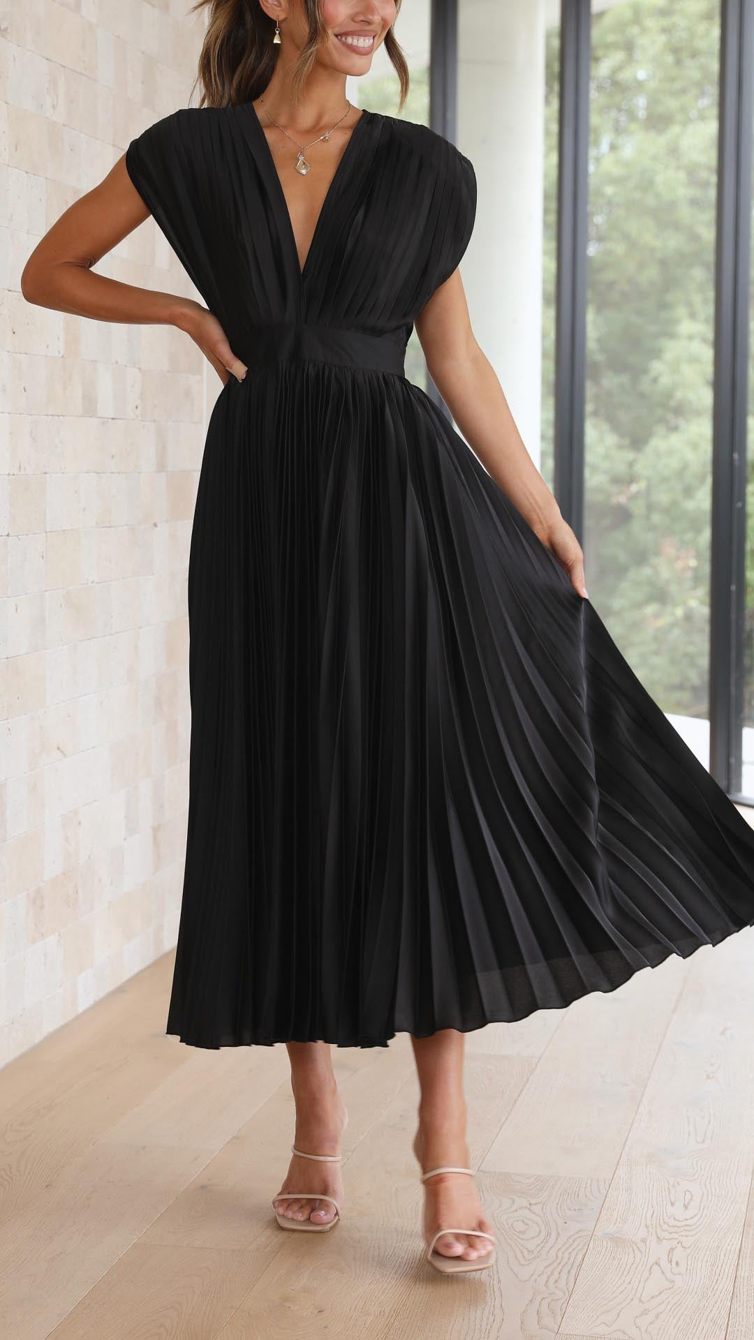 Tie Front Pleated Midi Dress – Women's Casual Summer Dress | Juliette
