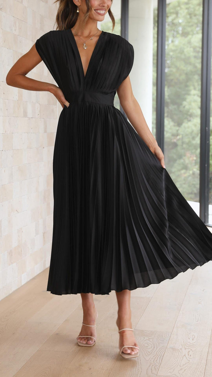 Tie Front Pleated Midi Dress – Women's Casual Summer Dress | Juliette