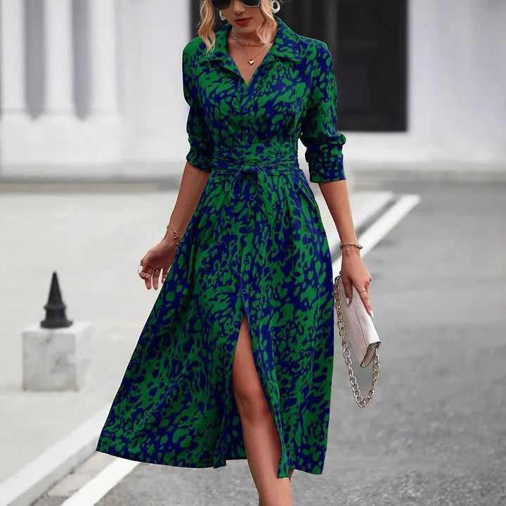 Abstract Print Midi Dress – Women's Casual Dress | Seraphina